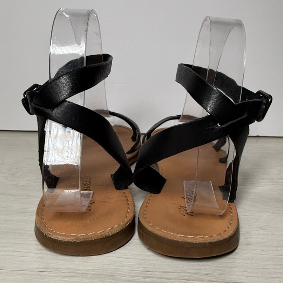 Madewell Boardwalk Ankle Wrap Leather Sandals Size 6 Black Strappy G2005 - Picture 6 of 7